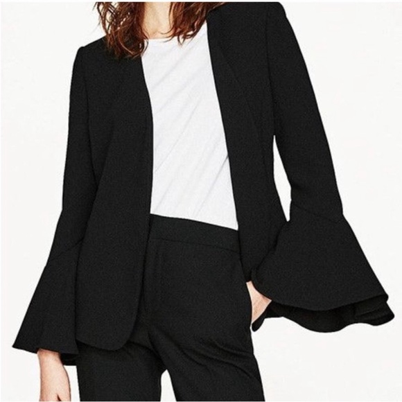 Zara long bell sleeve open front blazer size S - Picture 2 of 10